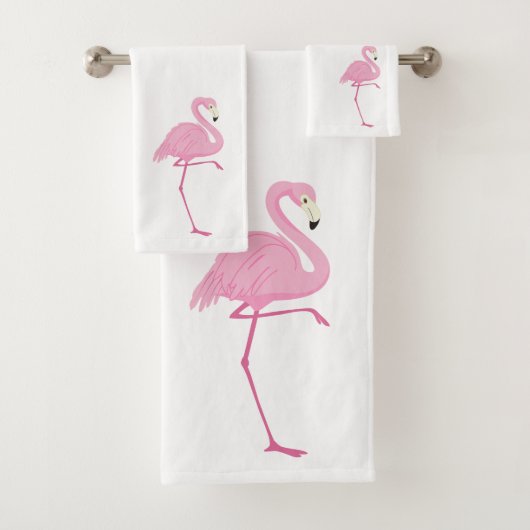 Niedliche Rosa Flamingo Aquarellbilder Badhandtuch Set (Insitu)