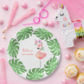 Niedliche Rosa-Flamingo-Babydusche Pappteller (Party)
