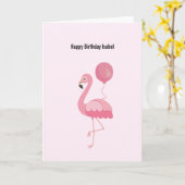Niedliche Rosa Flamingo Geburtstagskarte Karte (Gelbe Blume)