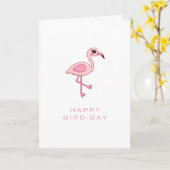 Niedliche Rosa Flamingo Happy Bird-Day Card Karte (Gelbe Blume)