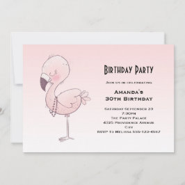 Niedliche Rosa Flamingo Illustration Geburtstag Einladung