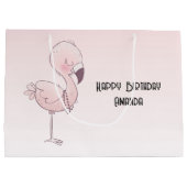 Niedliche Rosa Flamingo Illustration Geburtstag Große Geschenktüte (Rückseite)