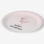 Niedliche Rosa Flamingo Illustration Geburtstag Pappteller (Schrägansicht)