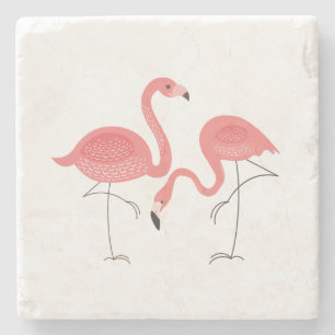 Niedliche rosa Flamingo-Illustration Steinuntersetzer