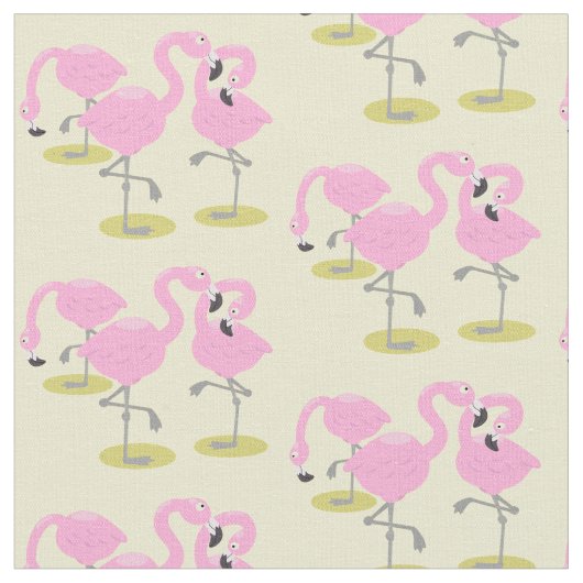 Niedliche Rosa Flamingo triblauer Cartoon Abbildun Stoff (Nahaufnahme)