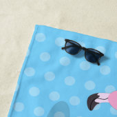Niedliche Rosa Flamingo triblauer Cartoon Abbildun Strandtuch (Beispiel)