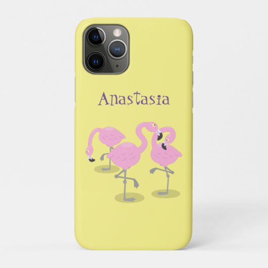 Niedliche Rosa-Flamingo-Trio-Cartoon-Abbildung Case-Mate iPhone Hülle (Rückseite)