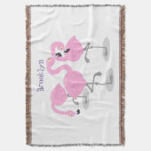 Niedliche Rosa-Flamingo-Trio-Cartoon-Abbildung Decke (Vorderseite Vertikal)