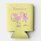 Niedliche Rosa-Flamingo-Trio-Cartoon-Abbildung Dosenkühler (Rückseite)