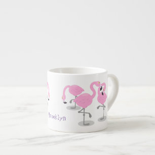 Niedliche Rosa-Flamingo-Trio-Cartoon-Abbildung Espressotasse