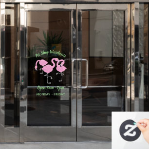 Niedliche Rosa-Flamingo-Trio-Cartoon-Abbildung Fensteraufkleber