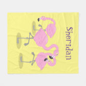 Niedliche Rosa-Flamingo-Trio-Cartoon-Abbildung Fleecedecke (Vorderseite (Horizontal))