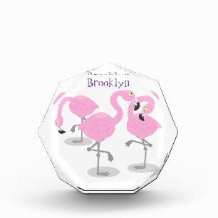Niedliche Rosa-Flamingo-Trio-Cartoon-Abbildung Fotoblock