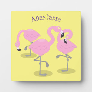 Niedliche Rosa-Flamingo-Trio-Cartoon-Abbildung Fotoplatte
