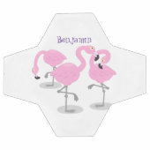 Niedliche Rosa-Flamingo-Trio-Cartoon-Abbildung Fußball