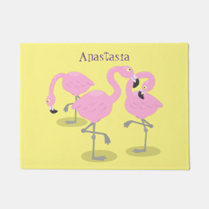 Niedliche Rosa-Flamingo-Trio-Cartoon-Abbildung Fußmatte