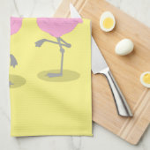 Niedliche Rosa-Flamingo-Trio-Cartoon-Abbildung Geschirrtuch (Viertel Falte)