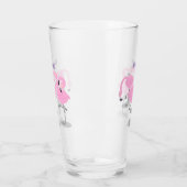 Niedliche Rosa-Flamingo-Trio-Cartoon-Abbildung Glas (Links)
