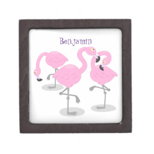 Niedliche Rosa-Flamingo-Trio-Cartoon-Abbildung Kiste