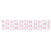 Niedliche Rosa-Flamingo-Trio-Cartoon-Abbildung Kurzer Tischläufer (Horizontal)