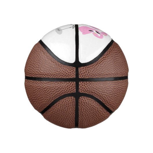 Niedliche Rosa-Flamingo-Trio-Cartoon-Abbildung Mini Basketball (Rechts)