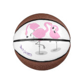Niedliche Rosa-Flamingo-Trio-Cartoon-Abbildung Mini Basketball (Vorderseite)