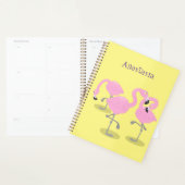 Niedliche Rosa-Flamingo-Trio-Cartoon-Abbildung Planer (Anzeige)