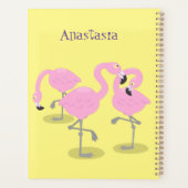Niedliche Rosa-Flamingo-Trio-Cartoon-Abbildung Planer (Rückseite)