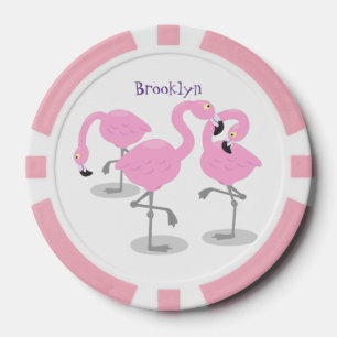 Niedliche Rosa-Flamingo-Trio-Cartoon-Abbildung Pokerchips