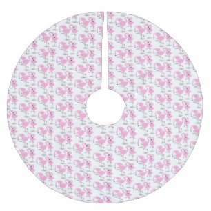 Niedliche Rosa-Flamingo-Trio-Cartoon-Abbildung Polyester Weihnachtsbaumdecke