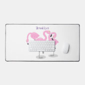 Niedliche Rosa-Flamingo-Trio-Cartoon-Abbildung Schreibtischunterlage (Tastatur & Maus)