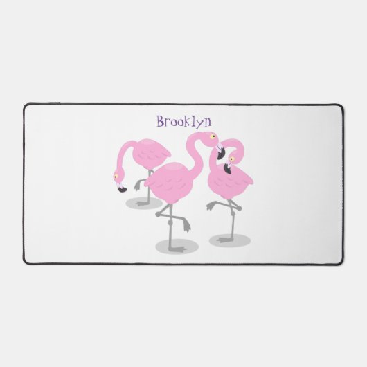 Niedliche Rosa-Flamingo-Trio-Cartoon-Abbildung Schreibtischunterlage (Vorderseite)