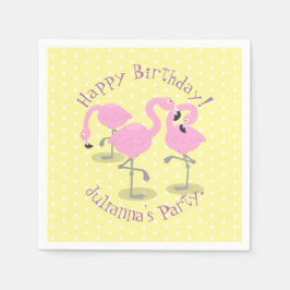 Niedliche Rosa-Flamingo-Trio-Cartoon-Abbildung Serviette