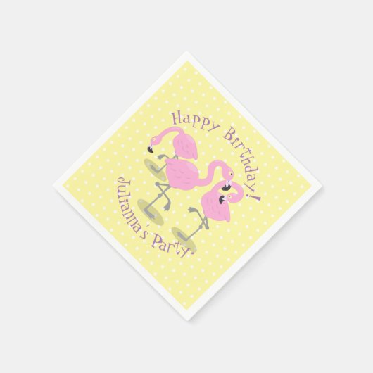 Niedliche Rosa-Flamingo-Trio-Cartoon-Abbildung Serviette (Ecke)