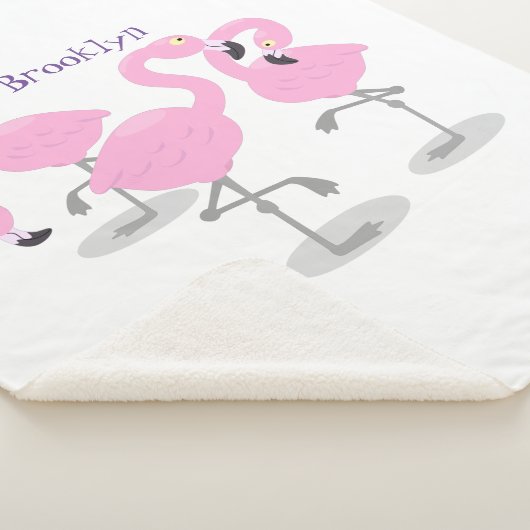 Niedliche Rosa-Flamingo-Trio-Cartoon-Abbildung Sherpadecke (3/4)