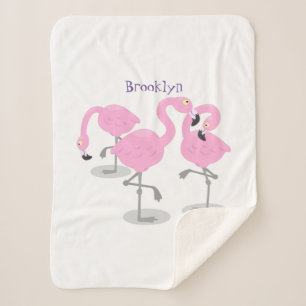 Niedliche Rosa-Flamingo-Trio-Cartoon-Abbildung Sherpadecke