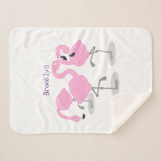 Niedliche Rosa-Flamingo-Trio-Cartoon-Abbildung Sherpadecke (Vorderseite (Horizontal))