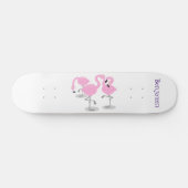 Niedliche Rosa-Flamingo-Trio-Cartoon-Abbildung Skateboard (Horizontal)