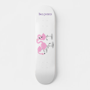 Niedliche Rosa-Flamingo-Trio-Cartoon-Abbildung Skateboard