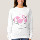 Niedliche Rosa-Flamingo-Trio-Cartoon-Abbildung Sweatshirt (Vorderseite)
