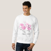 Niedliche Rosa-Flamingo-Trio-Cartoon-Abbildung Sweatshirt (Vorne ganz)