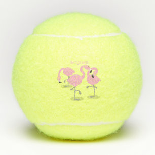 Niedliche Rosa-Flamingo-Trio-Cartoon-Abbildung Tennisbälle