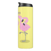 Niedliche Rosa-Flamingo-Trio-Cartoon-Abbildung Thermosbecher (Nach rechts gedreht)