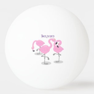 Niedliche Rosa-Flamingo-Trio-Cartoon-Abbildung Tischtennisball