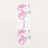 Niedliche Rosa-Flamingo-Trio-Cartoon-Abbildung Yogamatte (Rückseite)