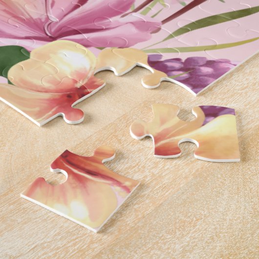 Niedliche rosa Flamingo und Blume Puzzle (Seite)