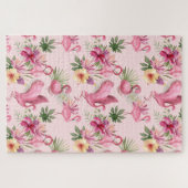 Niedliche rosa Flamingo und Blume Puzzle (Horizontal)