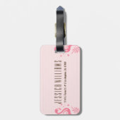 Niedliche rosa Flamingo und Streifen Gepäckanhänger (Rückseite vertikal)