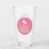 niedliche Rosa Flamingo Wortart Glas (Vorderseite)