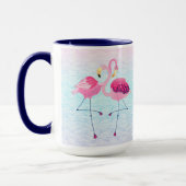 Niedliche rosa Flamingos auf stilisierten Strandwe Tasse (Links)
